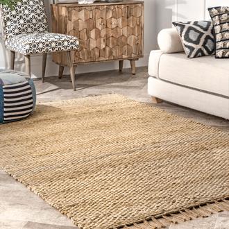 Natural Lauren Liess x Dahlia Handspun Jute with Tassels rug - Natural Fibers Rectangle 12' x 15'