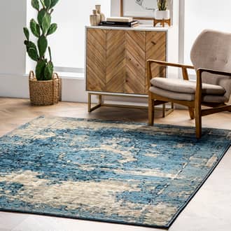 Blue Tracce Distressed Foggy Medallion rug - Traditional Rectangle 12' x 15'