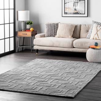 Gray Monochrome Honeycomb rug - Contemporary Rectangle 9' 6in x 13' 6in