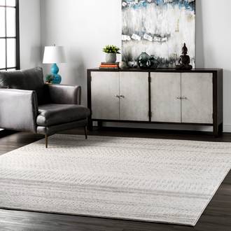 Gray Bosphorus Banded Abacus And Stripes rug - Contemporary Rectangle 12' x 15'