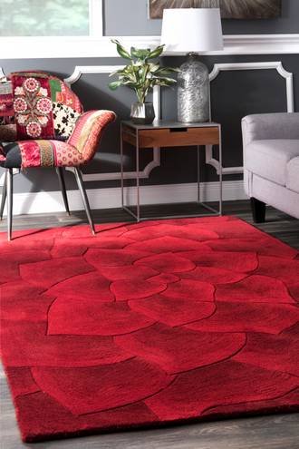 Red Cenon Floral Transitions rug - Contemporary Rectangle 8' 3in x 11'