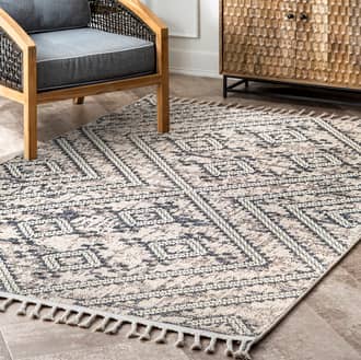 Light Gray Opell Vintage Lattice Tassel rug - Transitional Rectangle 9' x 12'