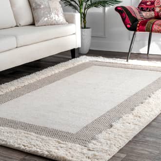 Beige Stratos Shaggy Border rug - Casuals Rectangle 8' 6in x 11' 6in