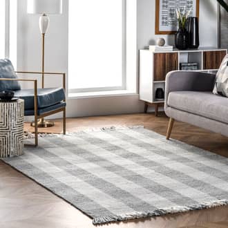 Gray Agora Hope Tasseled Gingham rug - Casuals Rectangle 9' x 12'