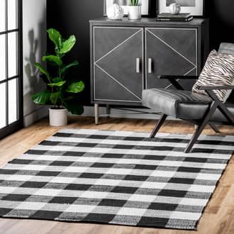 Black Omaha Flatwoven Buffalo Plaid rug - Casuals Rectangle 10' x 14'