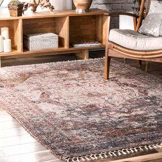 Multi Botaniq Faded Medallion Tassel rug - Natural Fibers Rectangle 9' 6in x 13' 6in