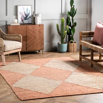 Light Pink Responsibly Handcrafted Jute Harlequin Trellis rug