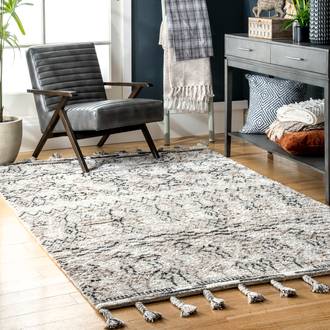 Gray Amhurst Tribal Tale Flatweave rug - Transitional Rectangle 7' 6in x 9' 6in
