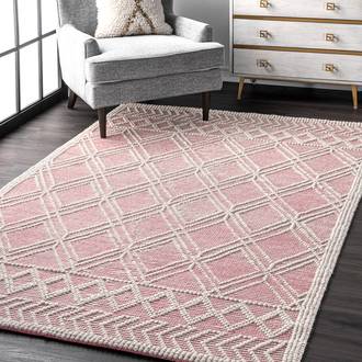 Pink Pearla Argyle Trellis rug - Contemporary Rectangle 8' 6in x 11' 6in