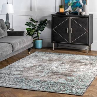 Teal Farroe Faded Lace rug