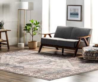 Beige Rain Haven Joyce Medallion Washable rug