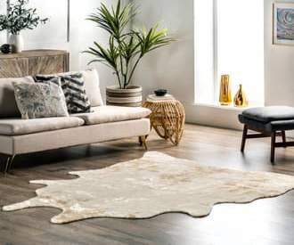 Off White Faux Hide Washable Zahara Faux Cowhide Washable rug
