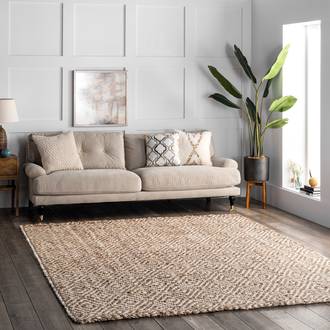 Natural Kiwa Handwoven Jute Birdseye Diamond rug