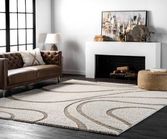 Cream Venice Shaggy Curves rug