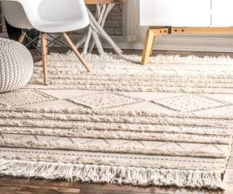 Ivory Spangle Shaggy Diamond Texture rug