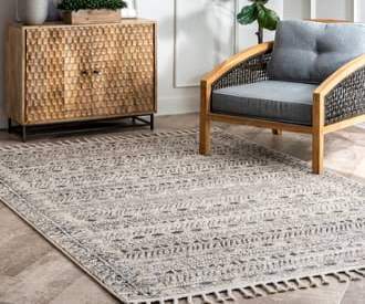 Ivory Opell Striped Tassel rug