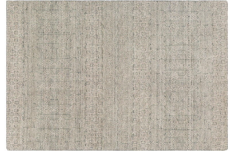 Lydia Hand-Knotted Rug - Dark Green/Beige - 2'x3'