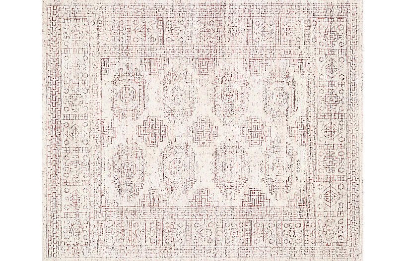 Arley Hand-Knotted Rug - White/Berry - 1'6inx1'6in