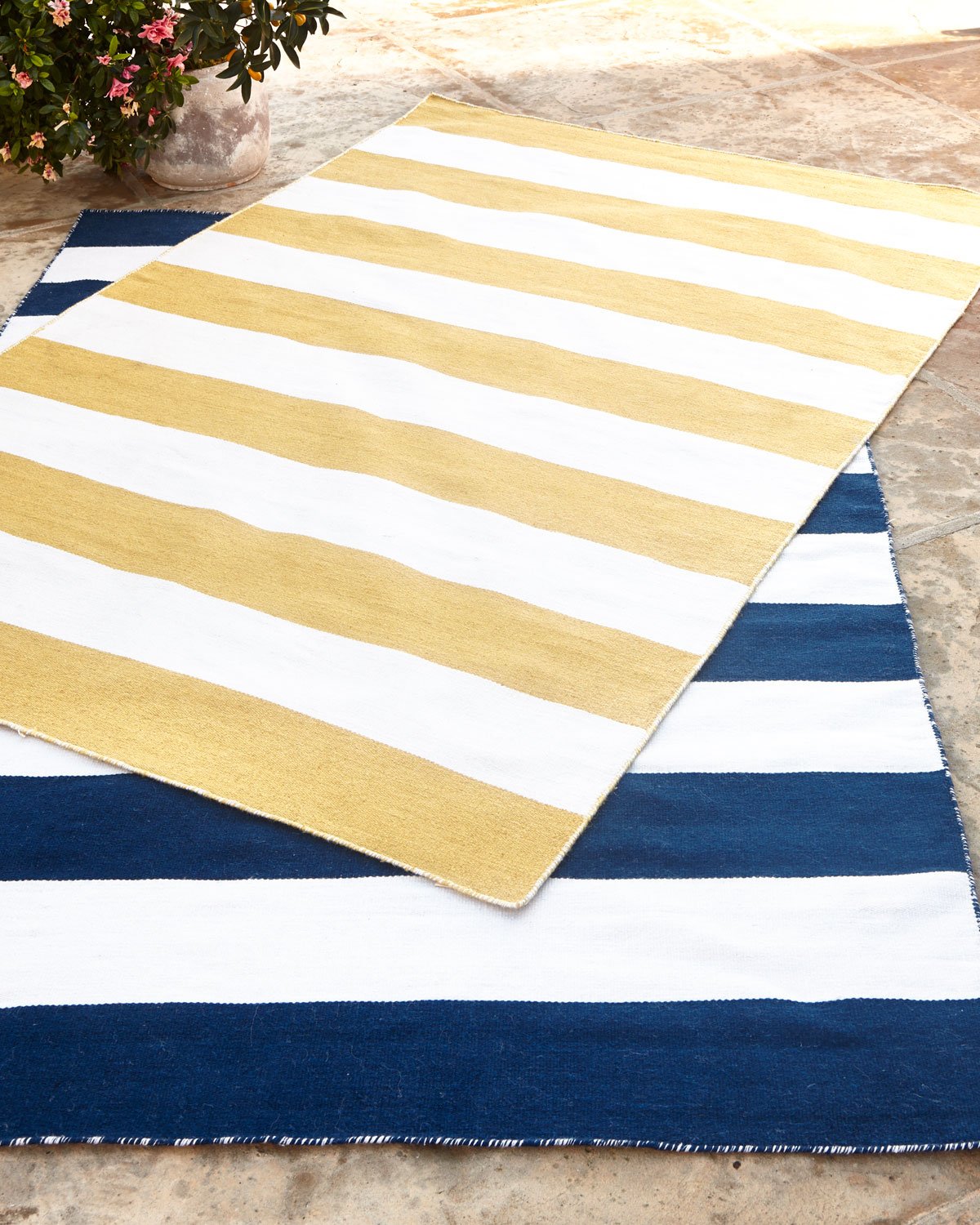 Rugby Stripe Indoor/Outdoor Rug, 8' Square