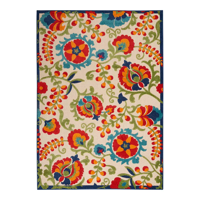 Nourison Aloha Floral Frenzy Indoor Outdoor Rug, Multi, 6X9 Ft