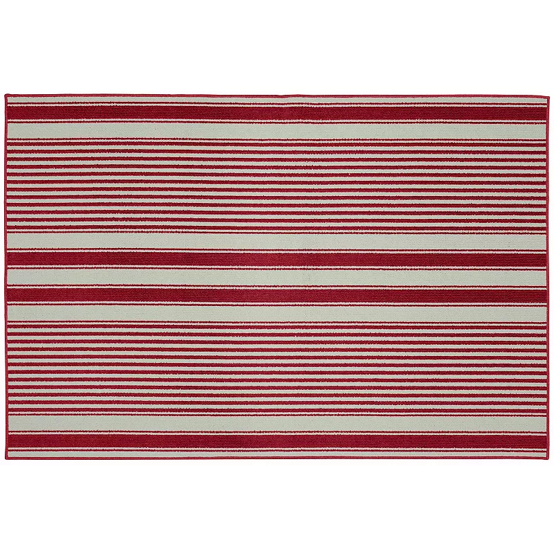 Garland Rug Cape Cod Striped Rug - 6' x 8', Red, 6X8 Ft