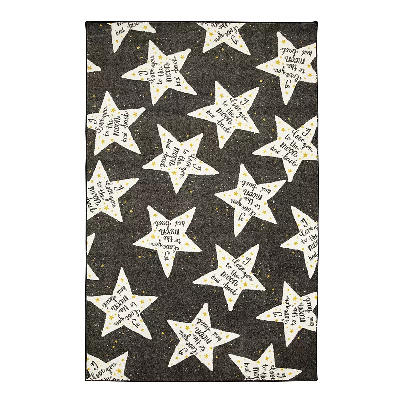 Mohawk Home Kids Prismatic To The Moon EverStrand Rug, Black, 3X5 Ft