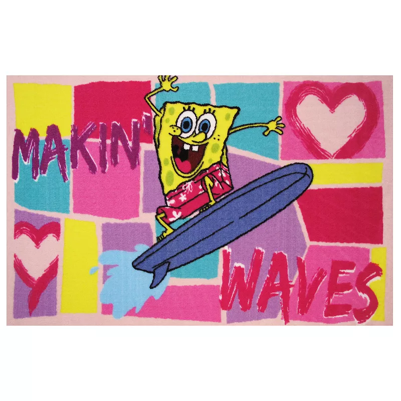 Fun Rugs SpongeBob SquarePants ''Makin' Waves'' Rug, Pink, 1.5X2.5 Ft
