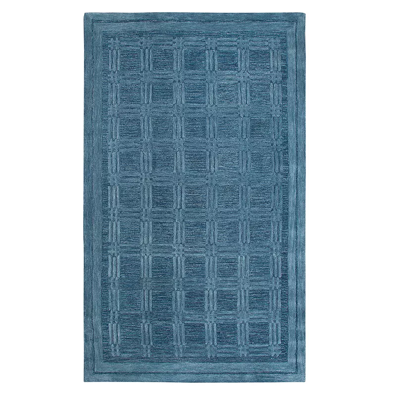 Rizzy Home Fifth Avenue Casual Squares Geometric Rug, Blue, 8X10 Ft