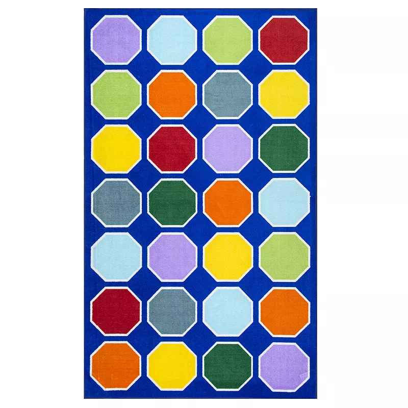 nuLOOM Kecia Colorful Octagons Rug, Blue, 5X7.5 Ft