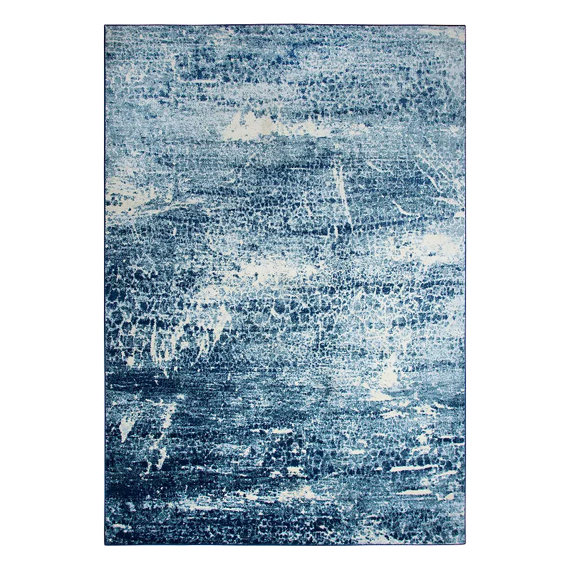 Rizzy Home Encore Contemporary Abstract II Solid Rug, Blue, 5X7 Ft