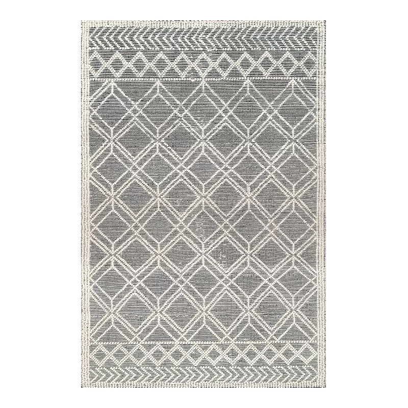 nuLOOM Contemporary Trellis Natti Wool Blend Rug, White, 5X8 Ft