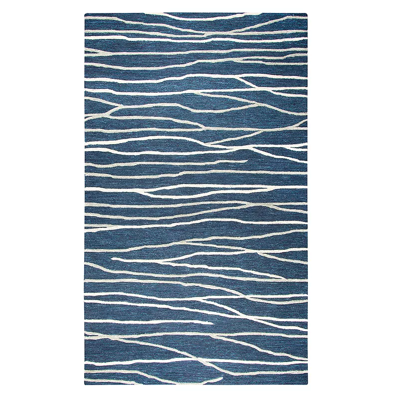 Rizzy Home Idyllic Contemporary Lines Striped Rug, Blue, 8X10 Ft
