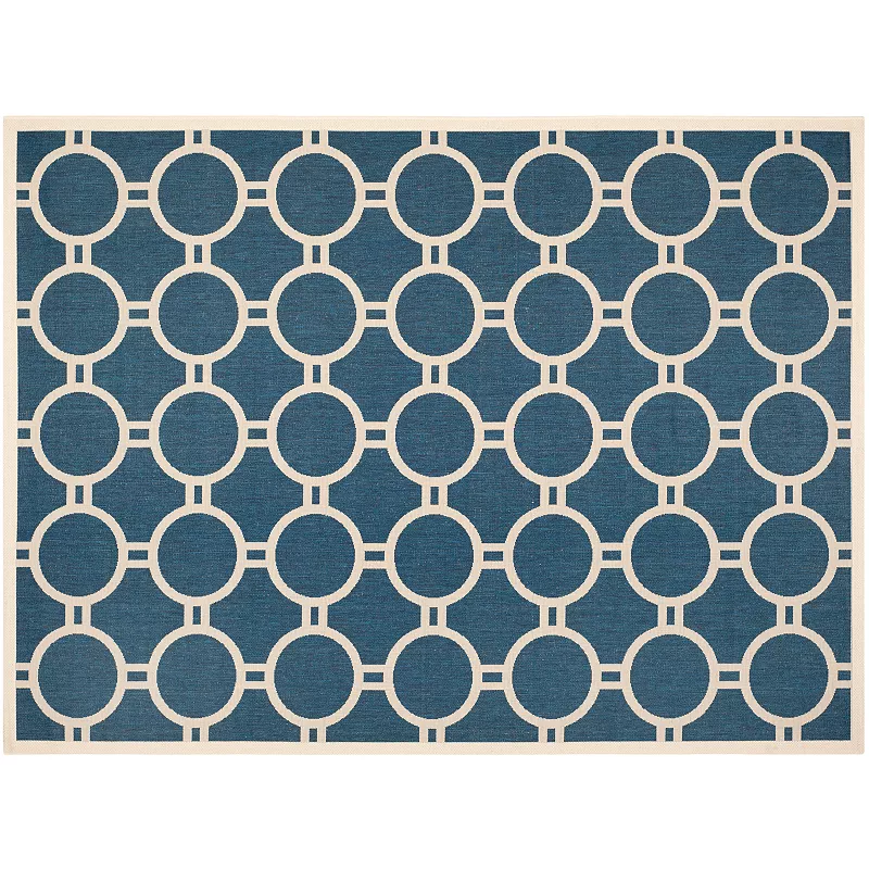 Safavieh Courtyard Circle in the Square Indoor Outdoor Rug, Blue, 6.5X9.5 Ft