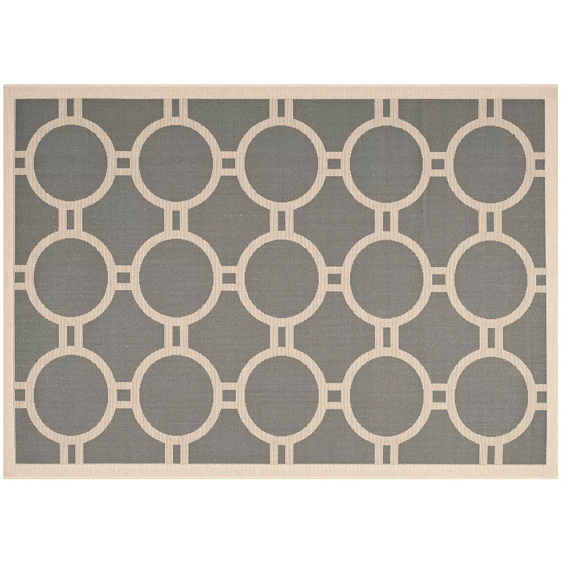 Safavieh Courtyard Circle in the Square Indoor Outdoor Rug, Grey, 8Ft Rnd