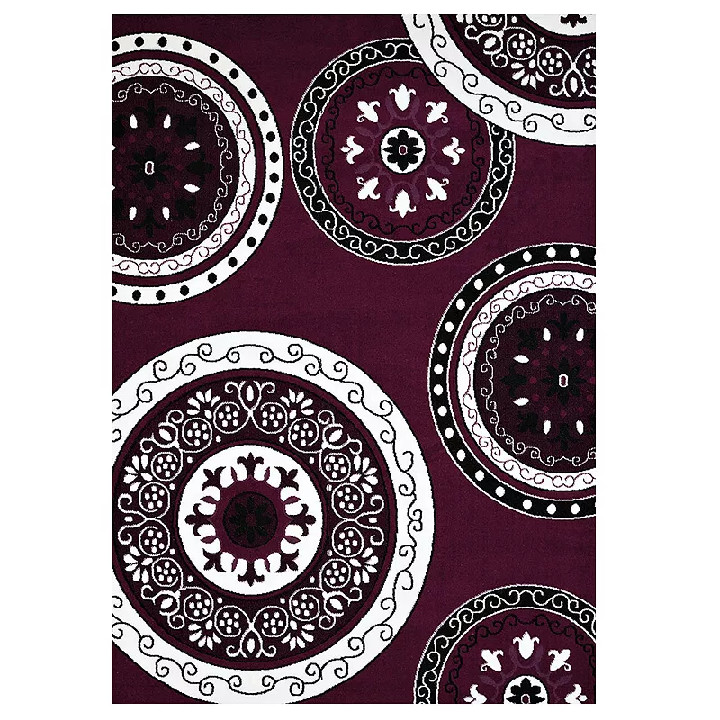 United Weavers Cafe Cozy Classic Contemporary Area Rug, Purple, 2X3 Ft