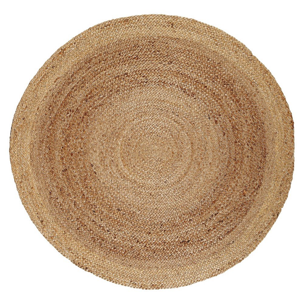  Round Solid Area Rug Natural