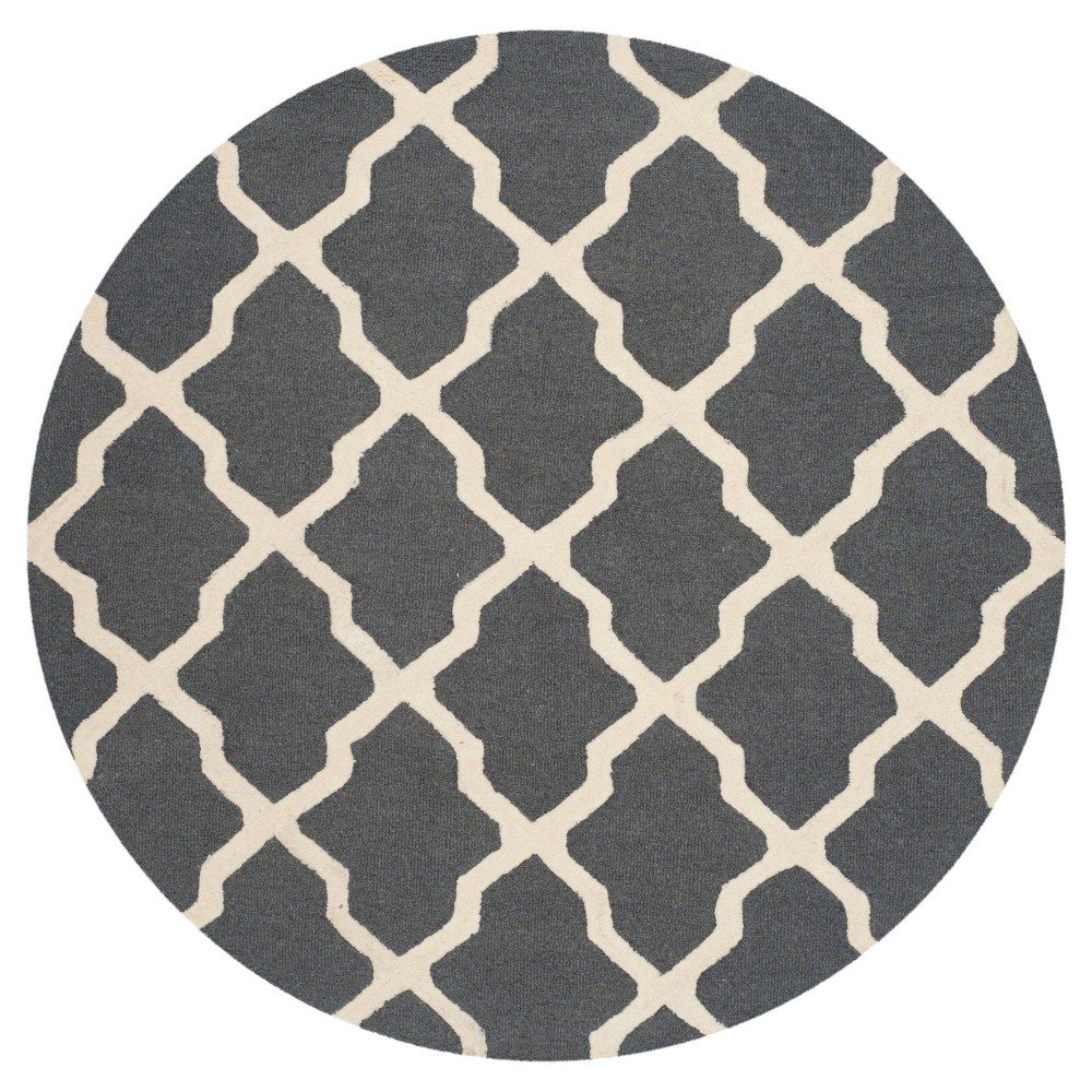 4'x4' Round Maison Tetured Rug Dark Gray/Ivory Round - Safavieh