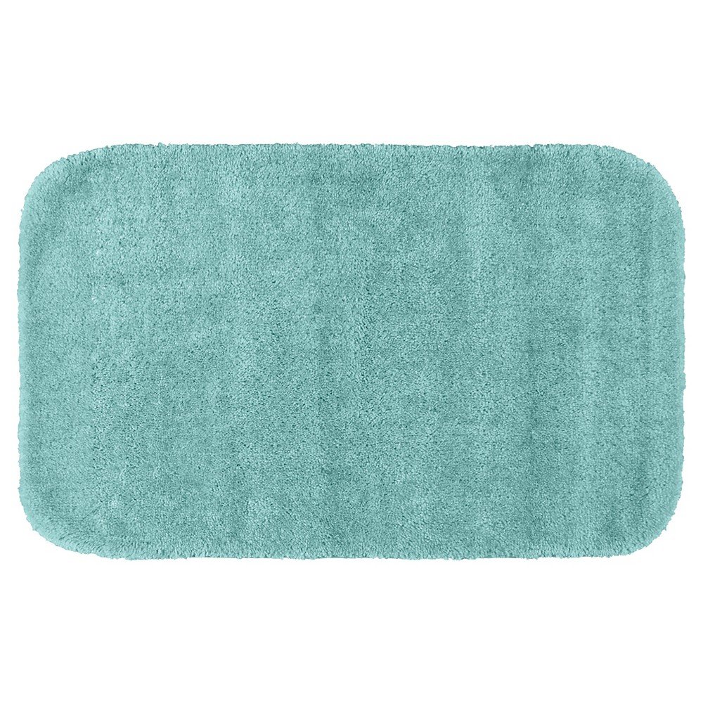 24x40 Traditional Plush Washable Nylon Bath Rug Sea foam