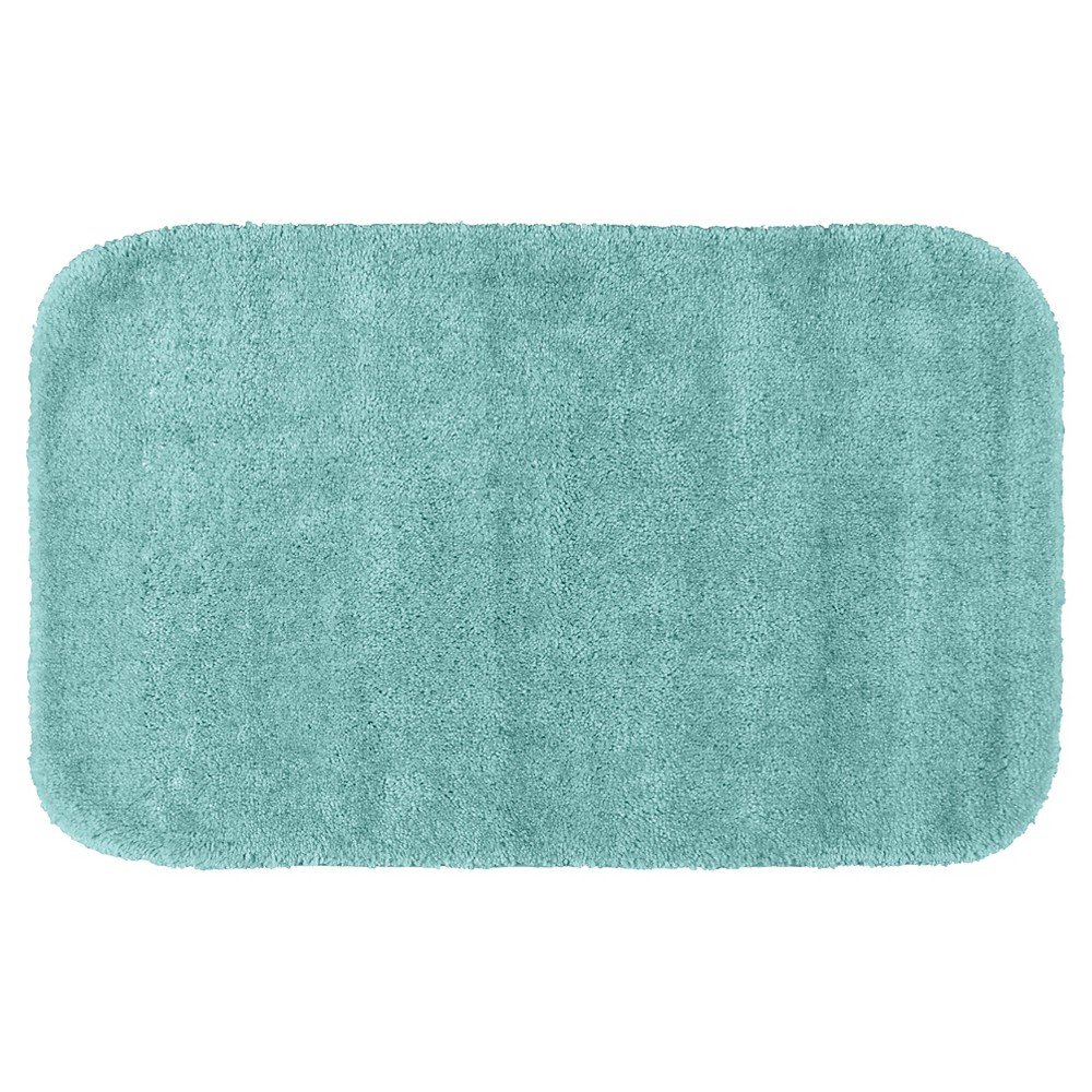  Traditional Plush Washable Nylon Bath Rug Sea foam