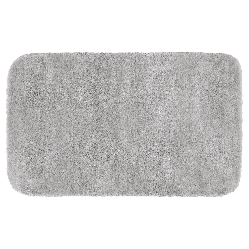 30inx50in Traditional Plush Washable Nylon Bath Rug Platinum Gray - Garland