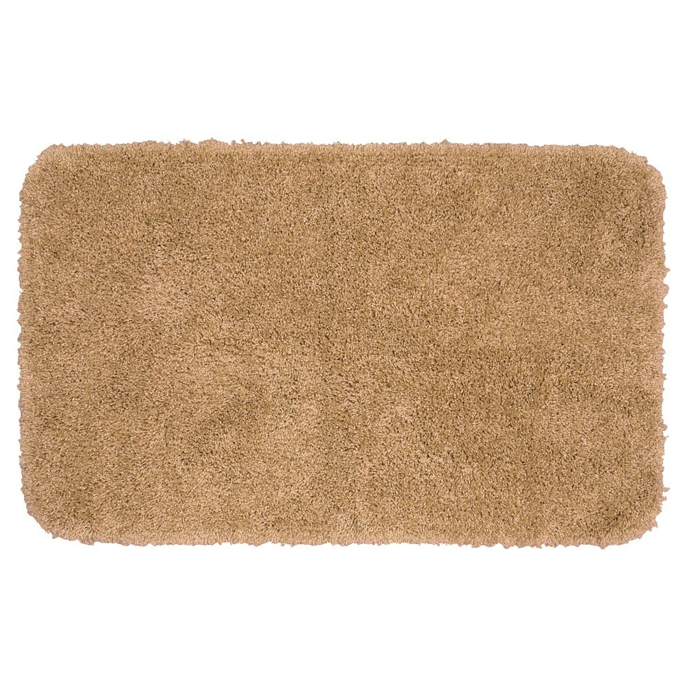 30inx50in Serendipity Solid Shaggy Washable Nylon Bath Rug Set Taupe - Garland