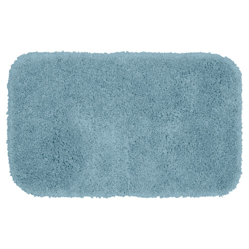 24inx40in Serendipity Solid Shaggy Washable Nylon Bath Rug Basin Blue - Garland