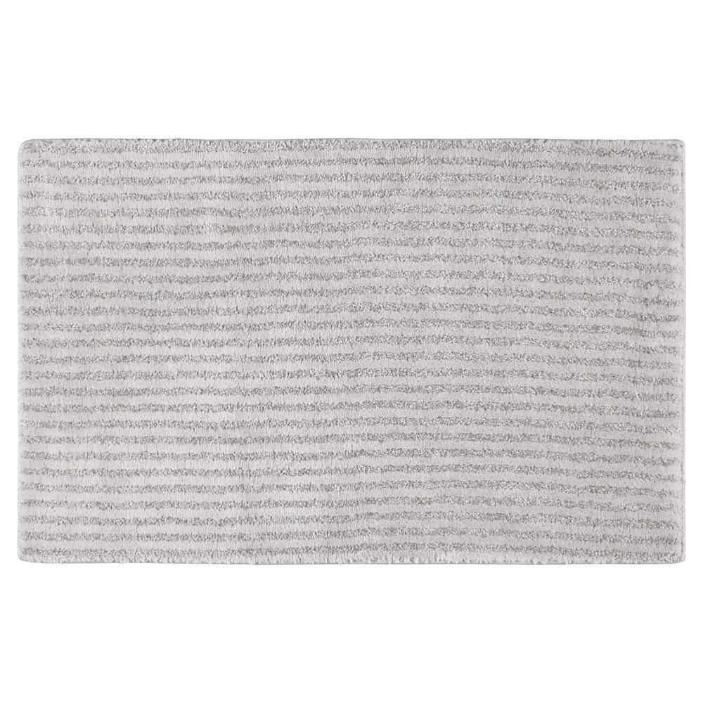 24inx40in Sheridan Plush Washable Nylon Bath Rug Platinum Gray - Garland