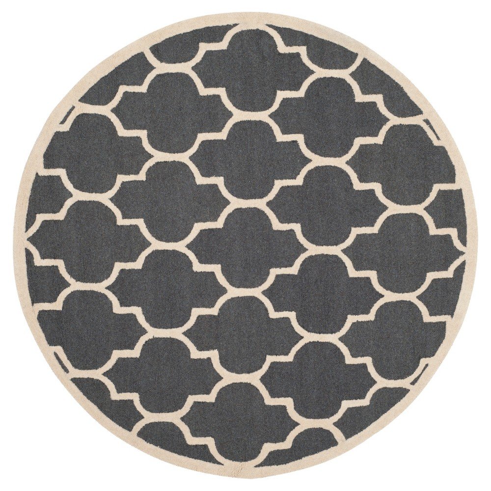 10' Round Geometric Area Rug Dark Gray/Ivory - Safavieh