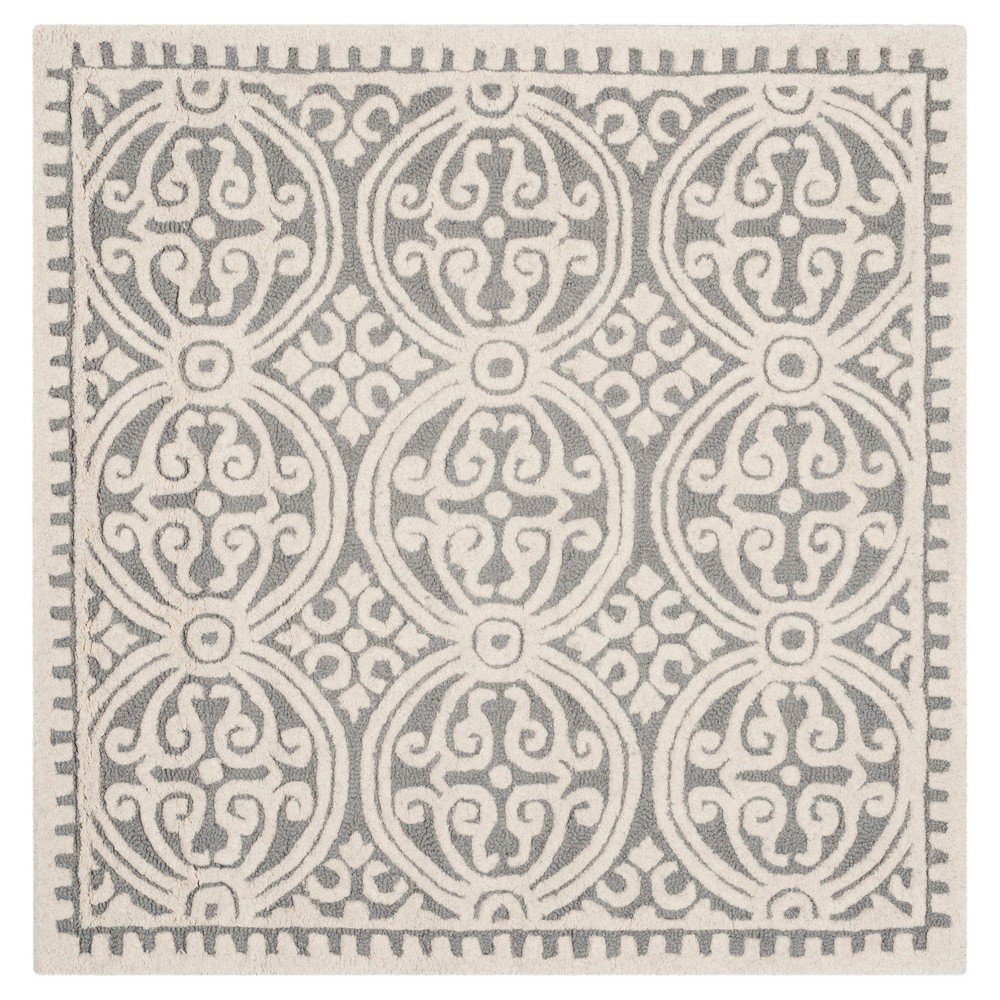 10'x10' Square Geometric Area Rug Silver/Ivory - Safavieh