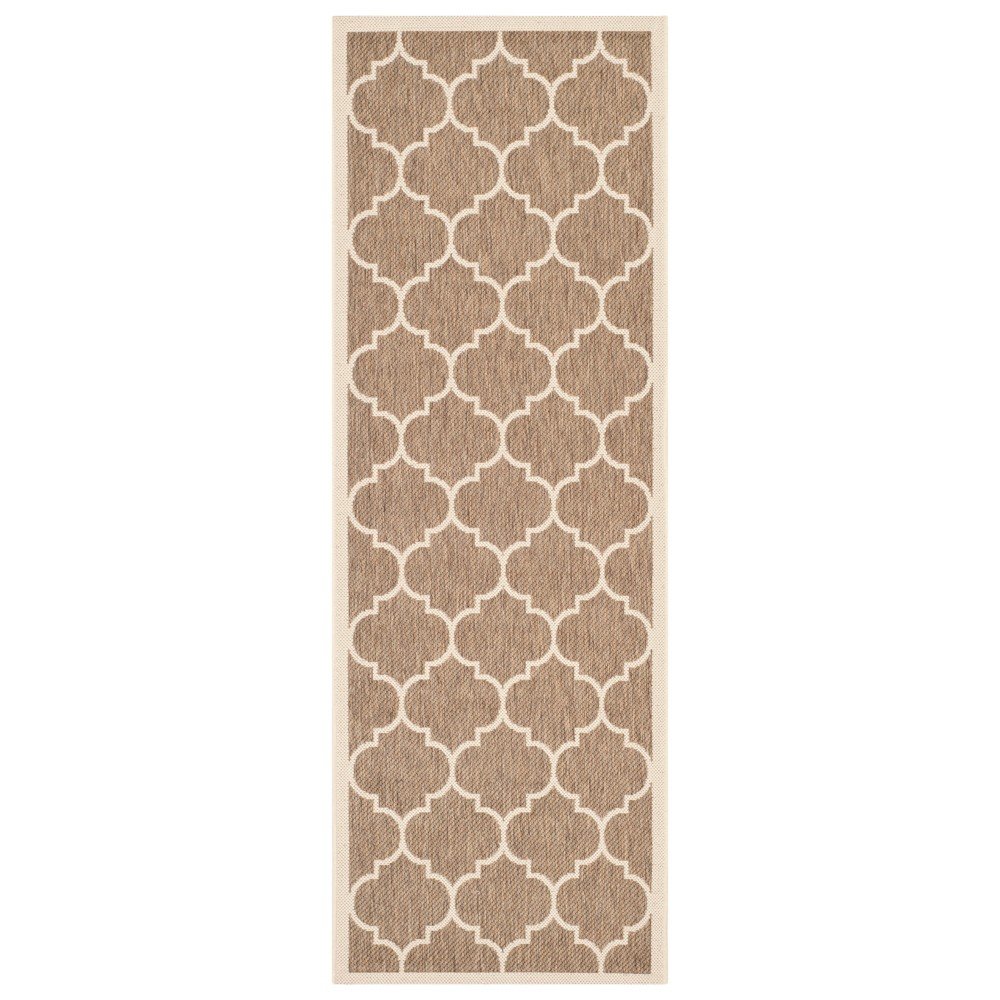 2'3in x 6'7in Courtyard Alyssa Outdoor/Indoor Rug - Brown/Bone - Safavieh