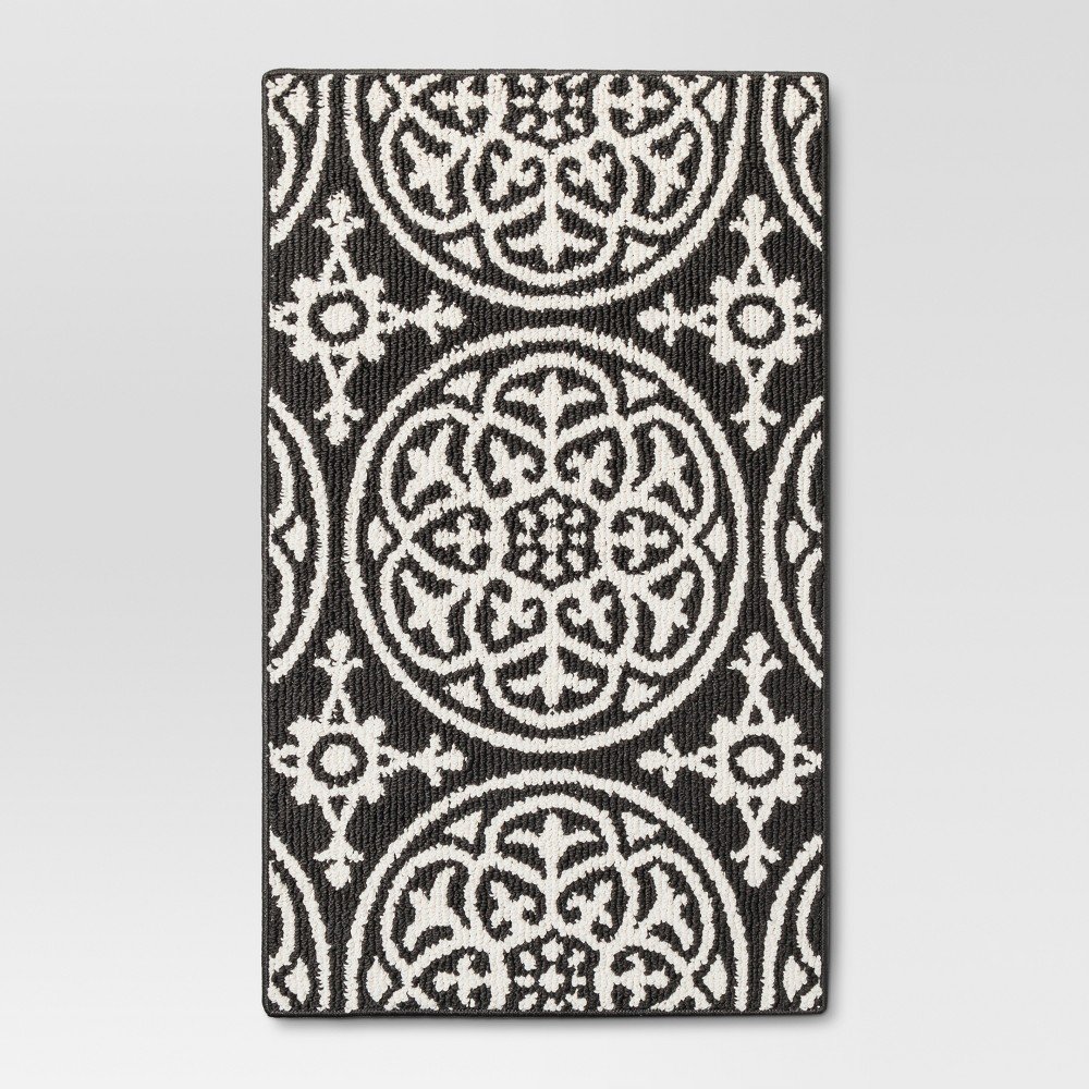 1'8inx2'10in Medallion Washable Tufted And Hooked Accent Rug Gray - Threshold