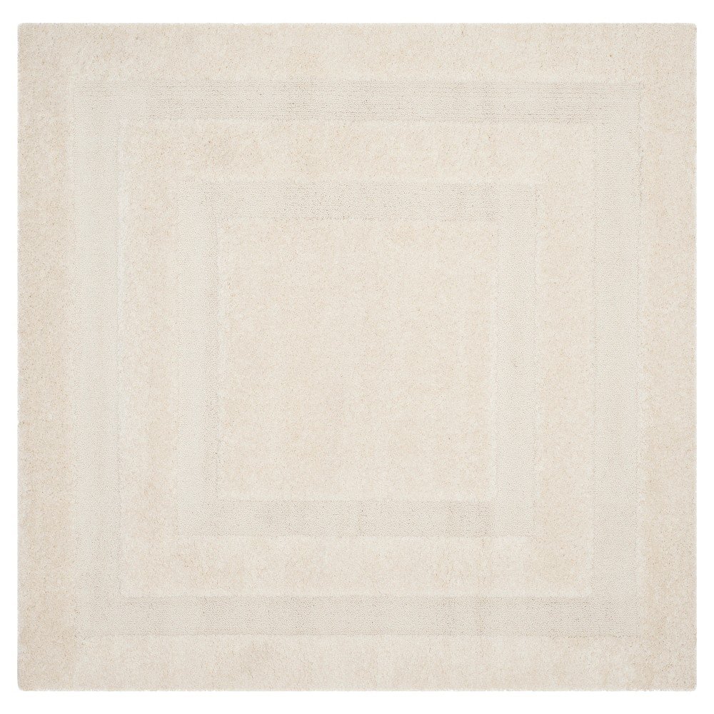 Creme Abstract Shag/Flokati Loomed Square Accent Rug - (4'x4') - Safavieh