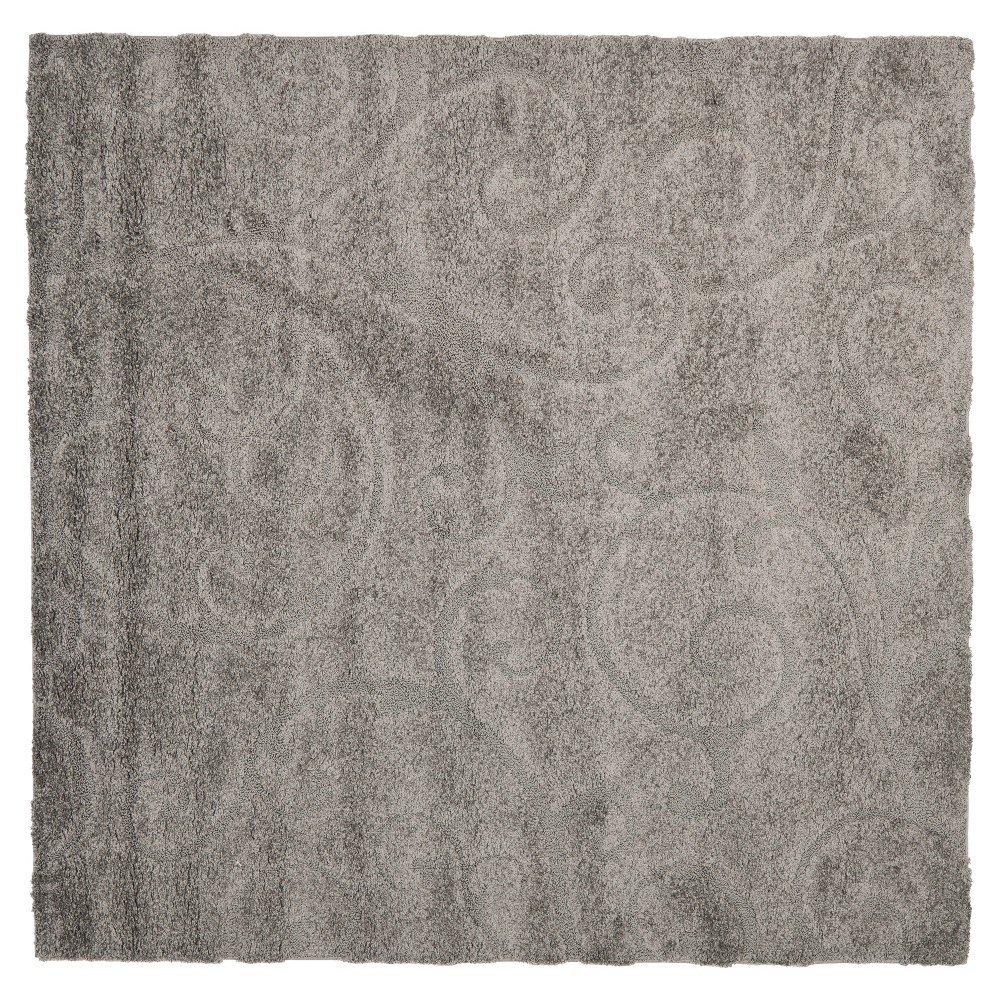  Abstract Shag/Flokati Loomed Square Accent Rug Gray