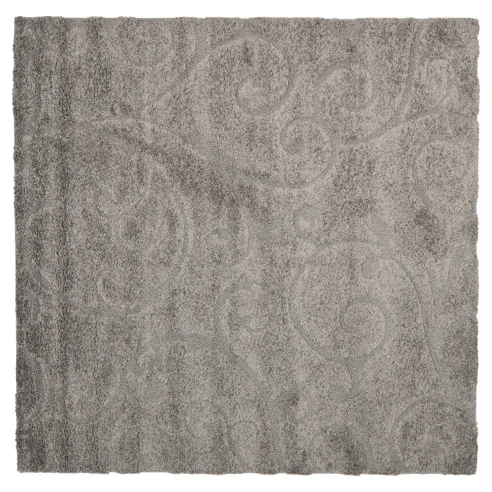 4'x4' Abstract Shag/Flokati Loomed Square Accent Rug Gray - Safavieh